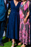 Loved this dress, it is super flattering! 
I read in the reviews that it ran a little small especially if you want it to 'close' all the way (since it's a wrap dress). And it was true, I'm usually a Small, so I got a M and it fits perfectly. 
It gives you an extra waist, so it is very very flattering, formal but not too much. - Teresa M.