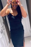 Love love love this dress! Perfect for a date or slightly more sophisticated night out! I do wish it was just a little tighter but it's still fitted and very comfortable. Would totally buy in another color but maybe in a large instead! - Brittany R.