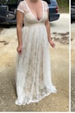 Dress was beautiful but was loose in the waits and the bust wasn't tight but it wasn't loose either. I just didn't like how short and stalky the dress made me look and my boobs would fall out anytime I'd bend over but the dress was perfect. - Sarah R.