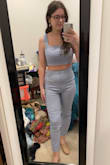 I'd been stalking this set for months waiting for them to restock my size. This is by far my favorite clothing purchase this year! The material is really thin (not my favorite) but otherwise quality is good (could be better for the price but it's too cute). I will say, I can wear it without a bra without anything showing which is a huge plus! - Jessica B.