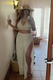 These pants are everything! You can dress them up with heels and bralette, blazer, and heels for a cute vacay dinner or you can dress them down as a beach cover (which is what they're actually for). I've done both and both were a success. Below is them as a beach cover up over a nude swim suit with the crotchet bralette from Lulus too. - Shanna S.