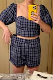 According to Lulus size chart I fit perfectly in a size Medium. I am a medium in other brands in similar styled shorts. I was SWIMMING in these. The material also does not have any give, so if you do size down too much they will not stretch. Was very disappointed as they looked super cute on the model. Had high hopes but had to return. - Tonya H.