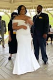I wore this dress for my wedding on 4/24/21, it was perfect and looked so expensive. My only gripe is with the zipper, it was difficult to zip up which gave me a little anxiety. But everything worked out, I recommend buying this dress for sure. - Sade N.