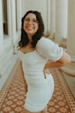 I'm so glad that I chose this dress for grad photos! The material is very silky and soft. It definitely fits to your body's shape which is what I like a lot about it. It did run up a little and had to pull it down a few times but nothing to where I felt uncomfortable. Highly recommend! - Alexis B.