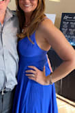 Loved the color & the flirty flair of this dress. I found it to wrinkle pretty easily. But what I disliked the most was the tie in the back. It would hold the girls in better if it had sturdier straps. It had to be readjusted a couple times. - Shannon T.