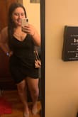 I ordered this dress for my birthday and absolutely loved it! I carry most of my weight in my lower half and wore a high waisted thong to feel even more secure. I felt gorgeous all night and didn't once feel like I needed to "suck it in". A lot of reviewers say they didn't wear a bra, but I chose to wear a sticky bra to fill out the top! A large would have fit but I think I would have felt self-conscious or pulling the dress down all night! 

Love this dress! Will be a definite go-to! - Molly S.