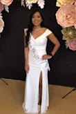 Wore this dress for my bridal shower and got many compliments! It fit a a little big around the waist for my liking but it fit perfect from the upper part of the dress. For reference I'm 130 lbs and chest 32C. The dress is stretchy and very comfortable loved it! - Marisol D.