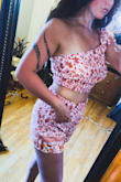 Lulus is always my go to for all dresses and rompers and has been for years, I love their clothes. I usually don't buy things unless there's reviews but I took a chance on this two piece and I'm so glad I did. Love this outfit! I honestly could have went with a small but got medium because I have a bigger bust and wanted to make sure the girls would be covered. Other than that, this is a summer must have and is amazing! The material is nice and flowy and there's a lot of give in the elastic bands. I wish it came in different colors/designs so I could buy more! - Hannah O.