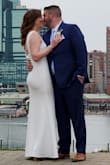 After postponing our wedding twice due to COVID-19, my now husband and I decided to do a small ceremony in the park. I wanted a simple, but beautiful dress and this one was so it!
The material is thick/good quality, not see through. I wore nude spanks under the dress which were perfect considering how formfitting it is. I'm 5'7" and the length of the dress was good with short heels. - Amber G.