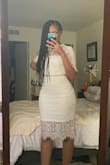 I brought this dress for my upcoming anniversary and it's exactly what I wanted. I love the lace and the "crop top" look. It's a smidge tight in the hips but that's very common fitting issue for me (big booty problems, lol). Highly recommend! - Stephanie F.