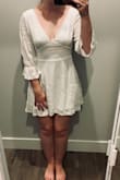 I am always hesitant to buy stuff online but after reading so many reviews I decided to purchase it. If you're considering buying this dress, DO IT! It is so stinkin adorable I am obsessed with it! I bought it for my bachlorette and to also change into it after our ceremony to have a lighter/white dress. I love it so so much just needs a good iron and it'll be perfect! Bonus, you don't really need to wear a bra! - Tennille P.