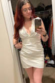 I got this to wear for my bachelorette party, I don't wear a lot of white but I love this dress on me. A little sexy but not too sexy, I'm tall so it is short but I'm used to it. - Jessica H.