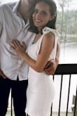 Wore this dress for my bridal shower and got so many compliments! I love the ties on the shoulders and it fits perfectly! I got an xs and I'm 5'3"! - Brooke W.