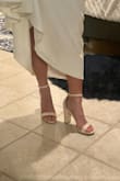 These fit great and are super comfy and easy to walk in! The chunkier heel is great for walking in grass. Definitely recommend! - Jasmyne C.