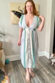 The dress is beautiful and made from nice, thick fabric, but the neckline is so low that you can't wear a bra, and if you're big-chested like I am, you'll find that it's just not enough support in that area. I wore it to my housewarming party, anyway, but my dad ended up commenting that I "need a bra"! Lol. - Morgan C.