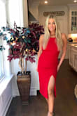 Love this dress so much I got both colors.  Love them both.  Love the slit and the back.  It's very thick material, good quality. - Rebecca B.