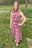 I ordered this dress for my twins upcoming baptism but wore for a Derby birthday party too. It's beautiful and runs true to size. The material was light weight and comfortable. I've had trouble finding dresses I like on my postpartum bod but this dress fit well and felt flattering. Would definitely recommend. - Heather L.