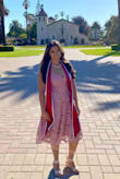 I'm 5'5" and 165lbs so I usually wear a large but based on reviews, I got a medium instead. It fit so perfectly! This dress is amazing. Great quality, very thick material and no need to wear a bra which was great. The pockets are super useful too! - Kaitlyn J.