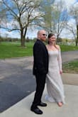 The dress is stunning! Runs a little big but still every bit of amazing. The sleeves do fall down, I put double sided tape on and it held up better. - Megan M.