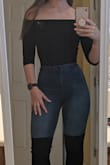 I love this top so much. It was perfect tucked in with my high-waisted jeans. I paired it with over the knee boots, but also tried it on with black sandals and both looked good. I would buy more colors if they had them. - Stephanie C.