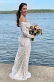 You won't believe it. I had a French lace $3k wedding dress all ready for my wedding but I saw this online and it was perfect and for only $100 I thought "why not let me just see". When I tell you I put it on without alternations with the shoes I also got from Lulus and people were crying about how gorg I looked. They said they thought it was vintage. Someone said how I pulled off elegant and simple should be the new bridal trends. Only change I made was adding tulle waist ribbon from Hobby Lobby. Again, I have a $3k wedding dress in my closet never worn and no regrets. - Caitlin C.