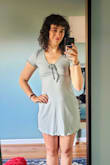 I think, on someone else, this dress would be so cute! It's very sweet, and is a gorgeous color in person. I think on me, it's just a little too short and maybe girlish for my figure. It'd be great on more petite frames! - Lucy W.