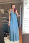 Pleasantly surprised with this! I was needing a dress to wear to a beach wedding and I'm glad I can get multiple uses out of this. I ordered an XS and am so happy it requires very minimal alterations. I usually have to get the length taken in but I don't have to with this one! Due to being small chested, I plan to take in the straps just a tad for a snug fit. Paired with a sticky bra, flat sandals and I am good to go! Super excited to wear. - Rachel S.