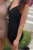 Fits great! Dress makes me feel very lovely in my own skin! Extra Confidence is built into the design! The deep cut is perfect for showing a little but not too much! Does ride up just a little but what tight dress doesn't! - Ashli Z.