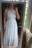 I bought this dress thinking maybe I would wear it as my backyard wedding dress, but after putting it on, it felt a lot more casual than expected! Beautiful dress, great quality, just not the "one"! - Alaina B.