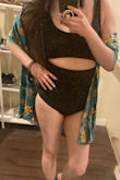 I almost don't want to take it off. It's a cute one piece swimsuit and comfortable. I got it in black. It almost feels like a two-piece with the cut in the middle on the front. - Marie C.