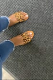 Shoes are cute. They go with every outfit (causal/brunch/date night/errands). For some reason, my left foot is a little looser than my right foot. Ruler of thumb always go half a size larger for slippers. I got 8, but an 8 1/2 probably would've been better because my feet hang off the back sometimes. - Kunmi A.