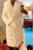 Perfect for when it's super cold but you still wanna look cute. Looks expensive too. My only issue is that when I tie the belt to proper tightness, it makes the buttons and their holes a bit misaligned so I end up not being able to button and also tie. Not a big issue though. 

Also the fur part is detachable if you wanna take it down a notch at certain times, you can do that and pull up the neck flap that's under the fur (so your neck is still covered) - Zephani I.