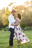 I absolutely loved this dress for my engagement shoot. I'm really short at 5ft so I did have this dress hemmed a few inches so the high low feature of the dress would show more. However, it wasn't necessary. I definitely could have worn the dress as is because it was a good maxi length with heels. I also had the top sewn at the bust so it was slightly less low cut. It would be hard to wear a bra with this otherwise which generally I'm okay with, but I wanted to wear a bra for the pictures. - Brianna S.