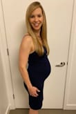 I'm currently 25 weeks pregnant and purchased this dress to wear to my baby shower. The dress was so flattering, and accentuated my bump and curves, so much that the compliments wouldn't stop! This dress is so stretchy, but the material is quality and thick enough to hide panty lines and bra lines. I wish this dress came in other colors. I would definitely purchase it again for a date night out! (Before getting pregnant, I was a 00 and weighed 112, for reference). - Lauren P.