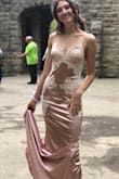 The dress was way better than expected with built in cups and lace that looked expensive not cheap. The train was such a nice touch and gave it an old Hollywood feel.  This dress was just stunning! - Jennifer B.