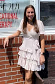 I ordered this dress for my college graduation and it was perfect! Shipping was fast and it is true to size. I did put a few stitches in the v neck to keep the top closed. - Alexis G.