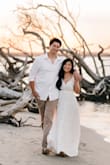 Used this dress for my engagement photos! It was comfy, flowy, just perfect for beach photos. Not too low cut either, but also comes with adjustable straps which is always helpful. - Vivian H.