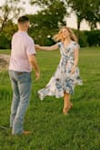 This was the perfect dress for engagement photos. It's comfy and photographed beautifully. The only negative thing is that it's cut pretty low, and can gap a little if you aren't busty. - Jill B.