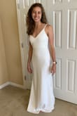 This dress is nice fabric, but it was too form-fitting for me to choose. You can see shadows everywhere, over muscles & bones! This photo shows some of the shadows and in person you can see more all around. - Marie D.
