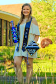 The size chart & help texts suggested I would be a L or XL, but I went off reviews & got a M. It fit perfectly other than being just a tad short (still manageable.) The dress is super cute but WRINKLES EASILY. DO NOT WASH first, use wrinkle release spray.  Perfect for a spring graduation! - Nicole B.