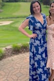 I wore this dress to an outdoor wedding and it fit me so well. Once you figure out the best way to wrap/tie the dress for you, you can make it as loose or tight as you'd like. The slit is a bit high up but not a deal breaker. I would say my only critique is this dress is LONG. I am 5'9, ordered a large, wore 3" heels and the dress still touched the ground. Definitely recommend hemming if you are short! - Sarah M.