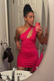 The color is so vibrant. Fit is so sexy. Sticks to skin and loves with you. This has some stretch to was able to get away with a small. - Nelsy G.