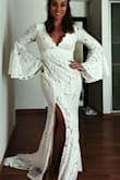 The dress is better than I thought it would be. The fabric is so soft and the cut hugs in all the right places. The top is so comfortable and provides enough support so that I don't have to worry when I'm dancing. And can we just mention those sleeves! They're GORGEOUS! - Challin R.