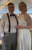 I wore this set for my COVID wedding reception and it did not disappoint at all. I was comfortable the entire night and the slit is such a beautiful touch! Absolutely in love with it! - Kara T.