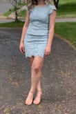 Wore this dress to my graduation & it was perfect! It was a little loose in the mid section/top portion, but I definitely wouldn't have been able to go down a size, so it worked out pretty well!! Extremely comfortable and not one of those dresses that you have to pull down when you walk. Was super comfortable & can't wait to wear it for other things - Alexys D.