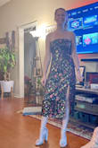 I loved this dress and had to order it even though it doesn't have the best reviews. I normally order xs with Lulus clothes and even have to get them altered sometimes. I didn't have to do anything with this dress but the fit is extremely weird! The material has zero stretch and is very thin. The top is very tight where the stomach area is lose but it didn't look bad. It actually worked out bc I'm not sure if I would have been able to wear it all night if the whole dress was tight like the top.
Over all was happy with the dress. The print is beautiful and just ended up being a little uncomfortable. - Helen L.