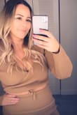 This combo was perfect for a cooler summer evening! It is sweater material but it didn't feel overly warm. It had just enough cling without making me feel stuffed! It was a bit on the loose side but for me, it was perfect! - Kari R.