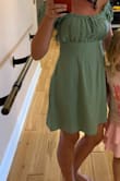This dress fits really nice. The fabric is nice and cool. The color is so perfect! I love it. - Gabrielle D.