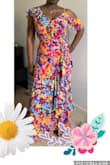 This is a very vibrant and flattering dress. Everything I wanted for a summer wedding. It was a bit long so I had it shortened. 
Buy this dress, you will not regret it! - Tele T.