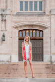 I absolutely love this dress! It's saucy but still modest, and perfect for taller girls like me! It doesn't really have any stretch to it, so I would size up if you're on the fence. - Emily P.